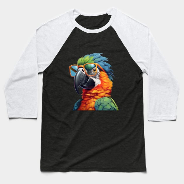 Head parrot with glasses Baseball T-Shirt by PitubeArt